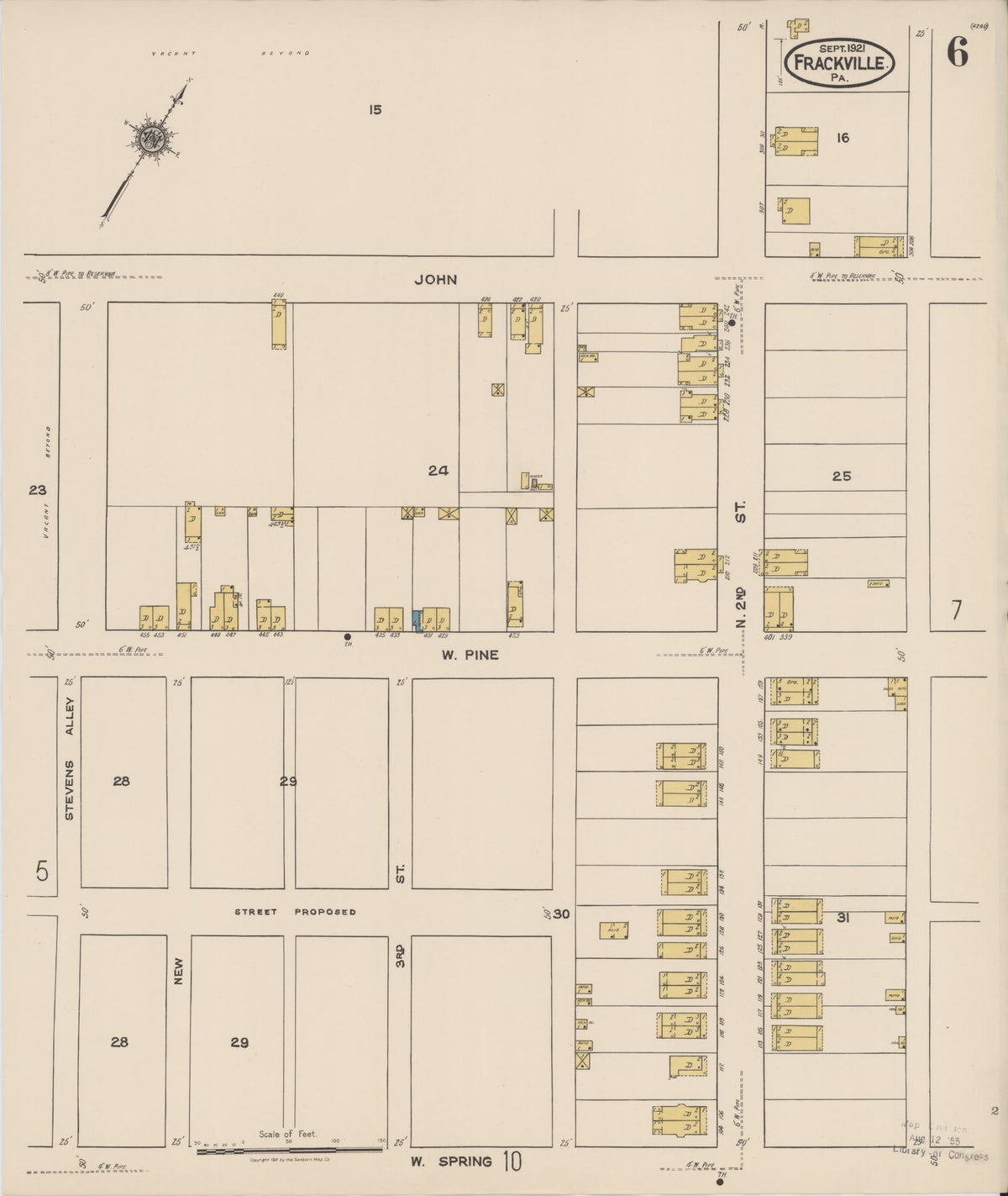 Sanborn Fire Insurance Map from Frackville, Schuylkill County, Pennsylvania (1921), Sheet #0006 - Complete Map Set gallery image, historic Sanborn map, vintage wall art, Pennsylvania Pennsylvania