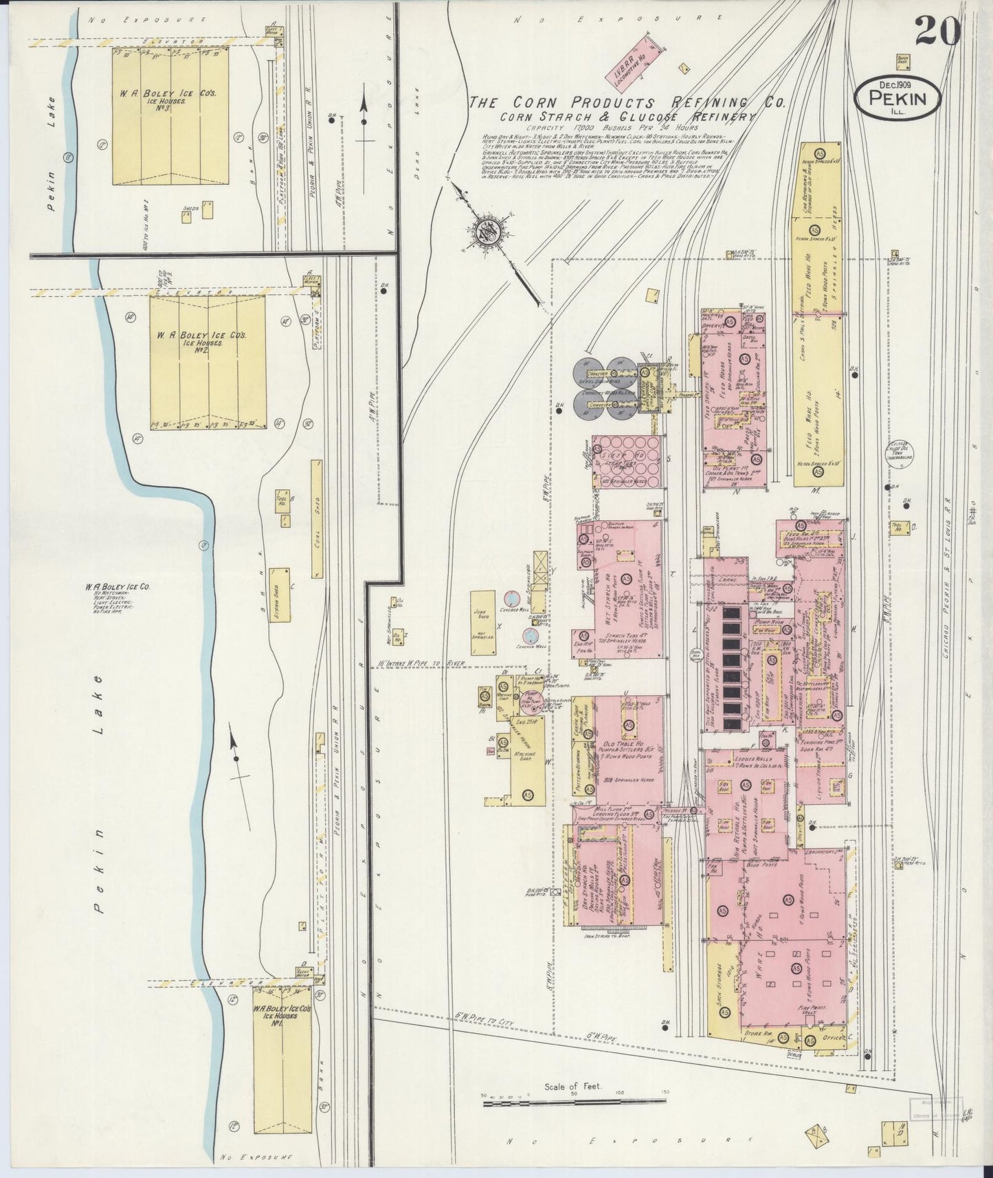 Sanborn Fire Insurance Map from Pekin, Tazewell County, Illinois (1909), Sheet #0020 - Historic Sanborn Fire Insurance Map Print, vintage old map wall art, antique decor, genealogy gift, Illinois Illinois map