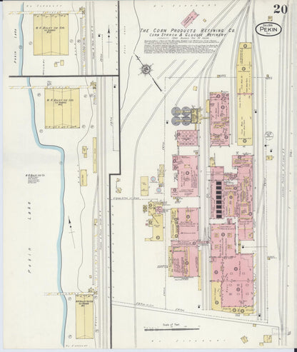 Sanborn Fire Insurance Map from Pekin, Tazewell County, Illinois (1909), Sheet #0020 - Historic Sanborn Fire Insurance Map Print, vintage old map wall art, antique decor, genealogy gift, Illinois Illinois map