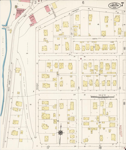 Sanborn Fire Insurance Map from Lewiston, Nez Perce County, Idaho (1918), Sheet #0007 - Complete Map Set gallery image, historic Sanborn map, vintage wall art, Idaho Idaho