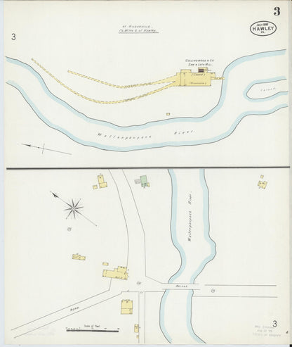 Sanborn Fire Insurance Map from Hawley, Wayne County, Pennsylvania (1897), Sheet #0003 - Historic Sanborn Fire Insurance Map Print, vintage old map wall art, antique decor, genealogy gift, Pennsylvania Pennsylvania map