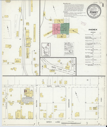 Sanborn Fire Insurance Map from Romney, Hampshire County, West Virginia (1915), Sheet #0001 - Complete Map Set gallery image, historic Sanborn map, vintage wall art, West Virginia West Virginia