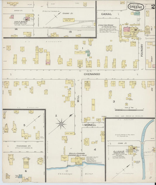 Sanborn Fire Insurance Map from Greene, Chenango County, New York (1887), Sheet #0002 - Historic Sanborn Fire Insurance Map Print, vintage old map wall art, antique decor, genealogy gift, New York New York map