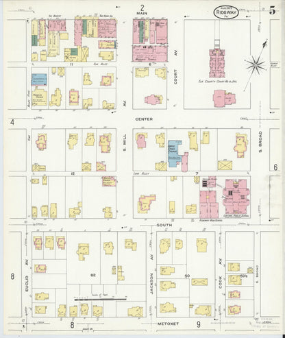 Sanborn Fire Insurance Map from Ridgway, Elk County, Pennsylvania (1909), Sheet #0005 - Historic Sanborn Fire Insurance Map Print, vintage old map wall art, antique decor, genealogy gift, Pennsylvania Pennsylvania map