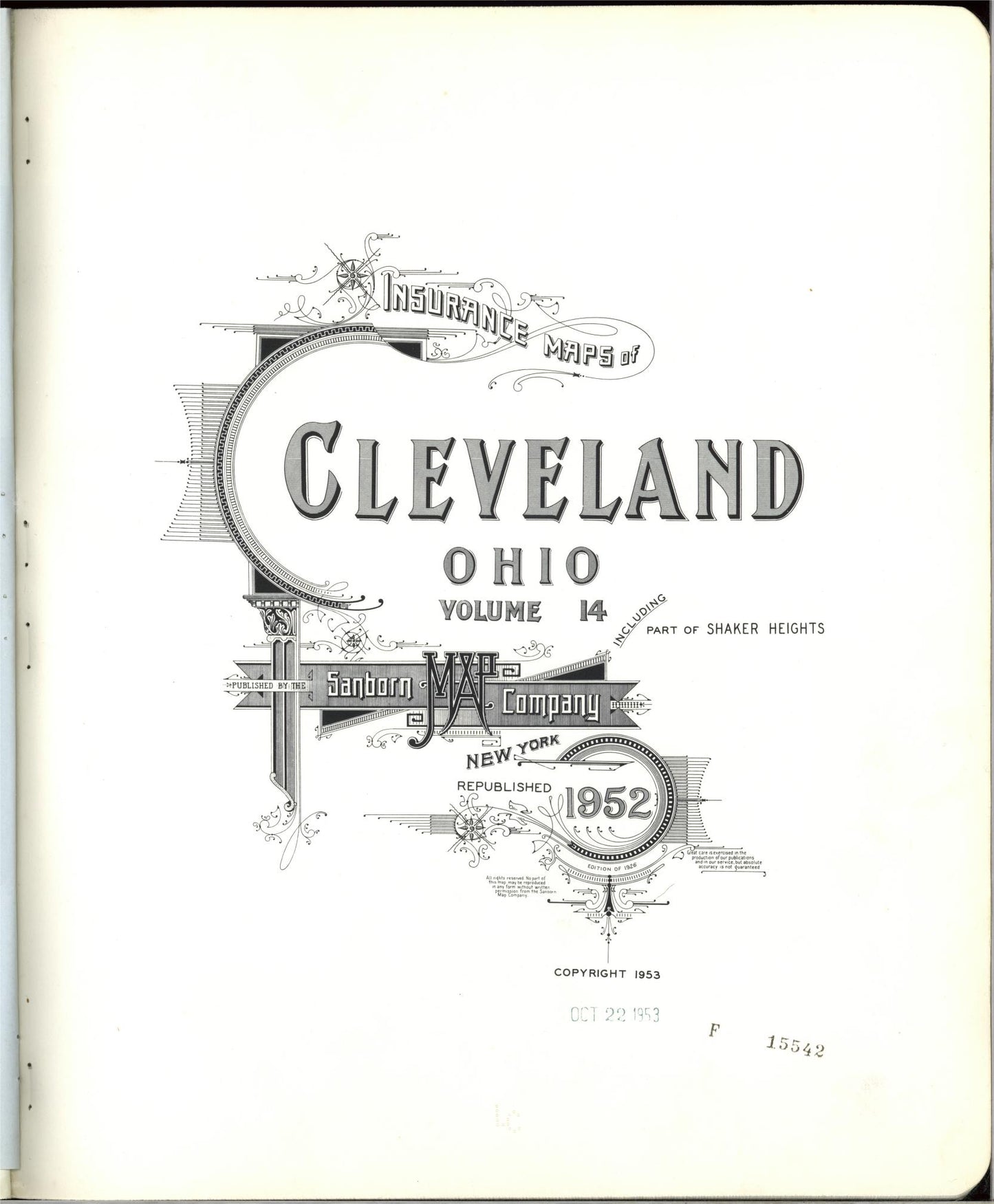 Sanborn Fire Insurance Map from Cleveland, Cuyahoga County, Ohio (1952), Sheet #0001 - Complete Map Set gallery image, historic Sanborn map, vintage wall art, Ohio Ohio