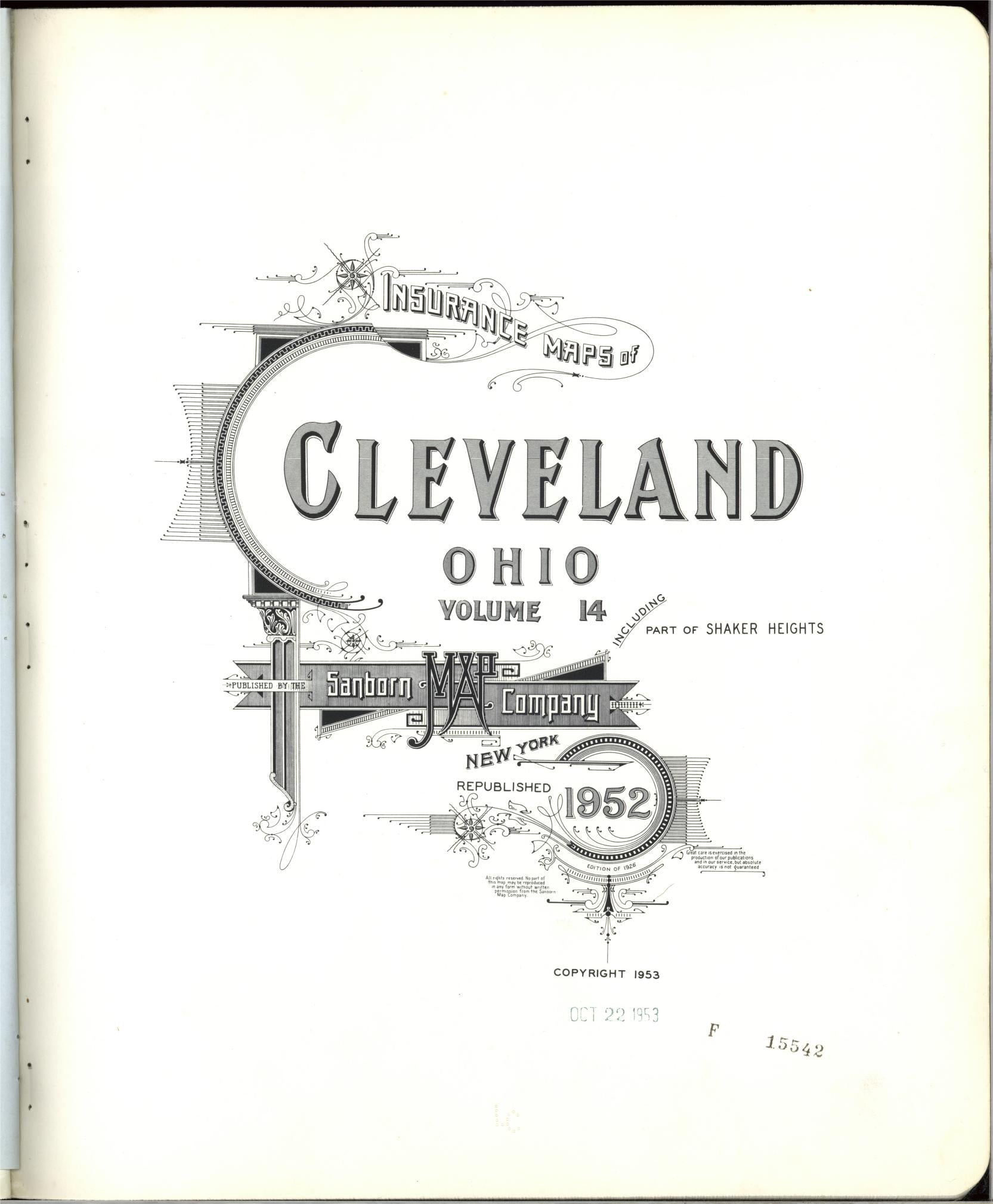 Sanborn Fire Insurance Map from Cleveland, Cuyahoga County, Ohio (1952), Sheet #0001 - Complete Map Set gallery image, historic Sanborn map, vintage wall art, Ohio Ohio