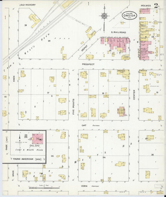 Sanborn Fire Insurance Map from Oneida, Knox County, Illinois (1910), Sheet #0002 - Historic Sanborn Fire Insurance Map Print, vintage old map wall art, antique decor, genealogy gift, Illinois Illinois map