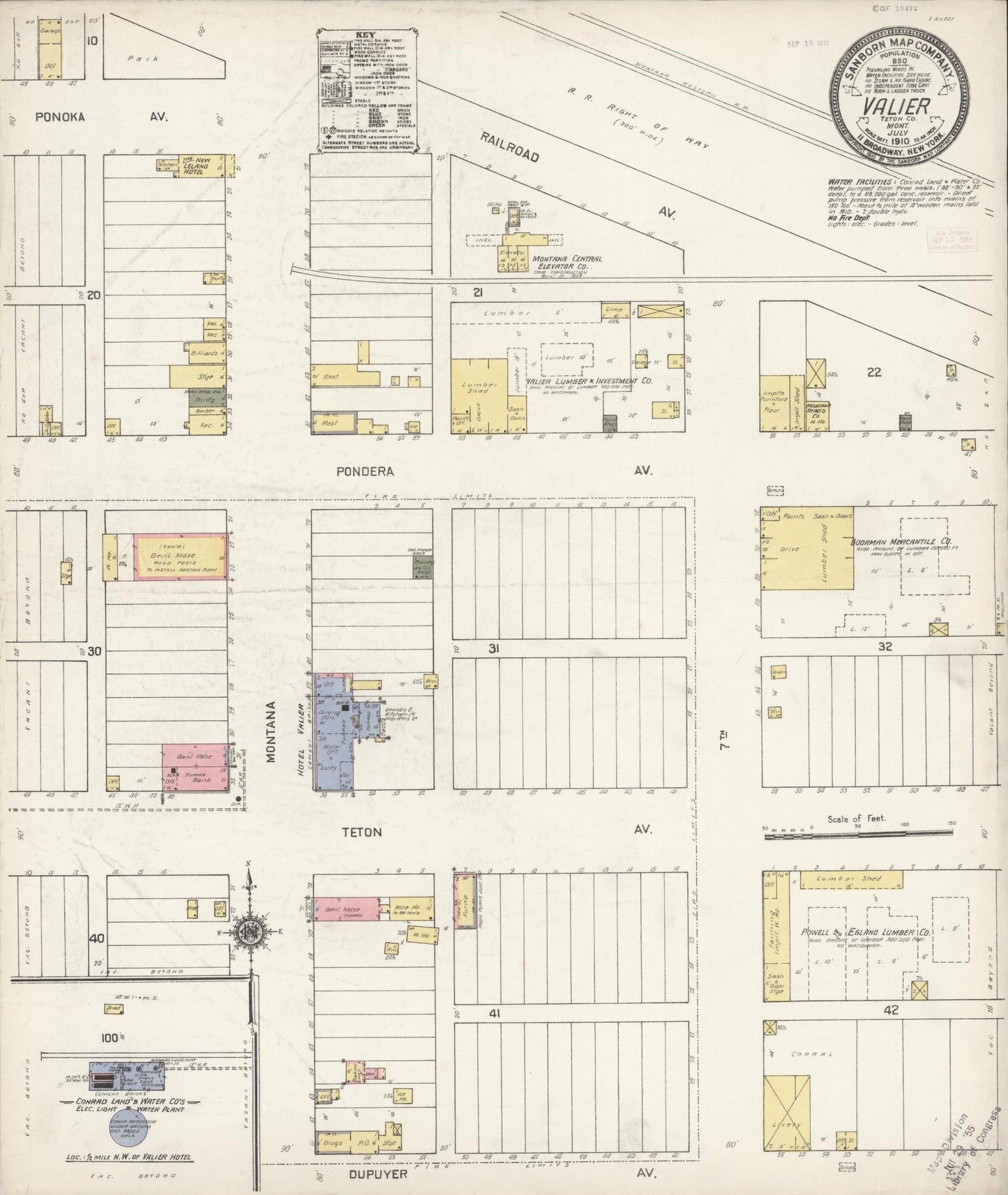 Sanborn Fire Insurance Map from Valier, Pondera County, Montana. (1910) – Historic Sanborn Fire Insurance Map Print