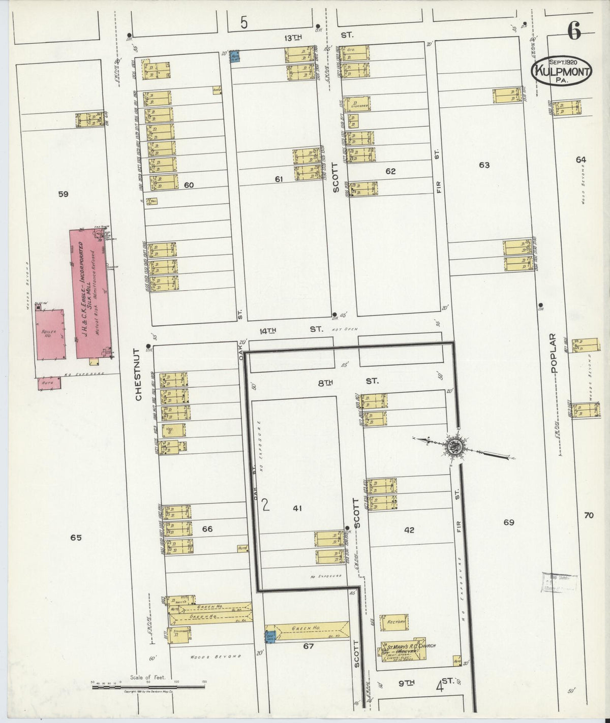 Sanborn Fire Insurance Map from Kulpmont, Northumberland County, Pennsylvania (1920), Sheet #0006 - Complete Map Set gallery image, historic Sanborn map, vintage wall art, Pennsylvania Pennsylvania