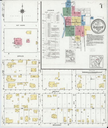 Sanborn Fire Insurance Map from Augusta, Woodruff County, Arkansas (1919), Sheet #0001 - Complete Map Set gallery image, historic Sanborn map, vintage wall art, Arkansas Arkansas