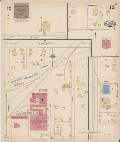 Sanborn Fire Insurance Map from Wilmington, Clinton County, Ohio (1922), Sheet #0012 - Historic Sanborn Fire Insurance Map Print, vintage old map wall art, antique decor, genealogy gift, Ohio Ohio map