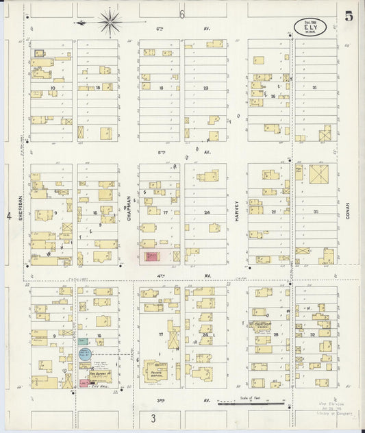 Sanborn Fire Insurance Map from Ely, Saint Louis County, Minnesota (1906), Sheet #0005 - Historic Sanborn Fire Insurance Map Print, vintage old map wall art, antique decor, genealogy gift, Minnesota Minnesota map
