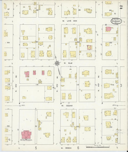 Sanborn Fire Insurance Map from Durant, Bryan County, Oklahoma (1913), Sheet #0002 - Complete Map Set gallery image, historic Sanborn map, vintage wall art, Oklahoma Oklahoma