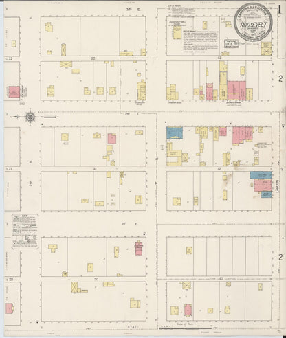 Sanborn Fire Insurance Map from Roosevelt, Duchesne County, Utah (1917), Sheet #0001 - Complete Map Set gallery image, historic Sanborn map, vintage wall art, Utah Utah