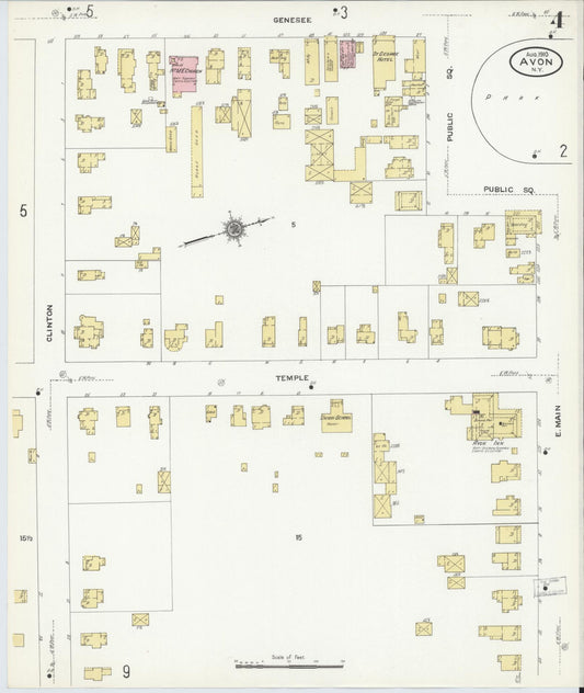 Sanborn Fire Insurance Map from Avon, Livingston County, New York (1910), Sheet #0004 - Historic Sanborn Fire Insurance Map Print, vintage old map wall art, antique decor, genealogy gift, New York New York map