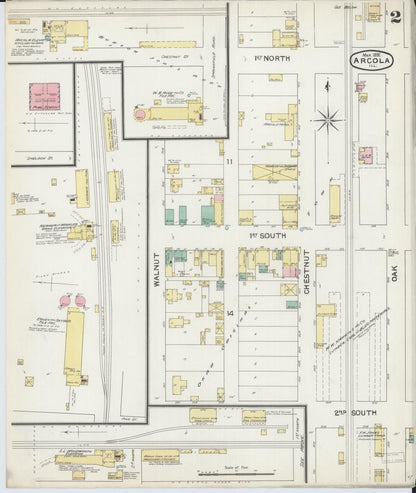 Sanborn Fire Insurance Map from Arcola, Douglas County, Illinois (1892), Sheet #0002 - Complete Map Set gallery image, historic Sanborn map, vintage wall art, Illinois Illinois