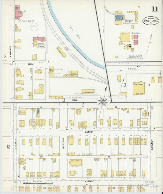 Sanborn Fire Insurance Map from Nanticoke, Luzerne County, Pennsylvania (1903), Sheet #0011 - Historic Sanborn Fire Insurance Map Print, vintage old map wall art, antique decor, genealogy gift, Pennsylvania Pennsylvania map
