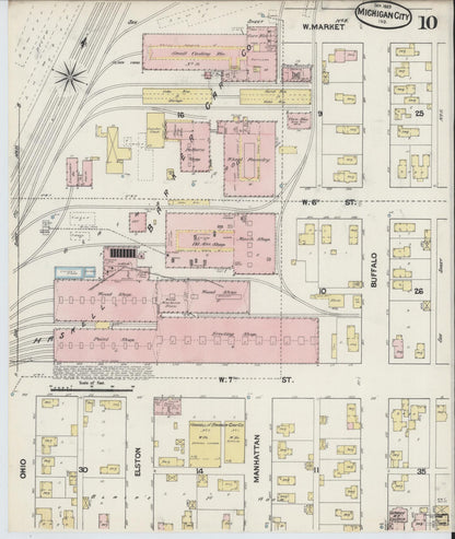 Sanborn Fire Insurance Map from Michigan City, La Porte County, Indiana (1889), Sheet #0010 - Historic Sanborn Fire Insurance Map Print, vintage old map wall art, antique decor, genealogy gift, Michigan Michigan map