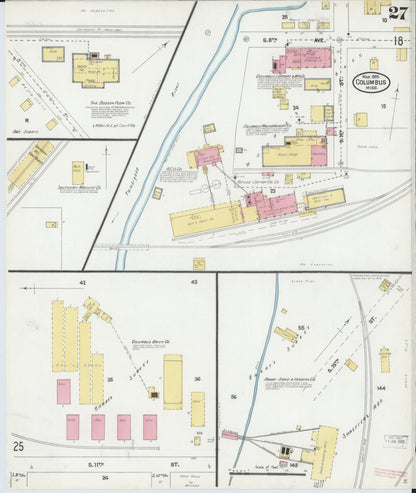 Sanborn Fire Insurance Map from Columbus, Lowndes County, Mississippi (1905), Sheet #0027 - Complete Map Set gallery image, historic Sanborn map, vintage wall art, Mississippi Mississippi