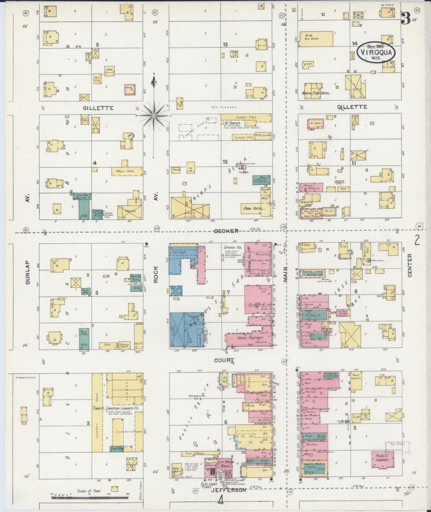 Sanborn Fire Insurance Map from Viroqua, Vernon County, Wisconsin (1905), Sheet #0003 - Complete Map Set gallery image, historic Sanborn map, vintage wall art, Wisconsin Wisconsin