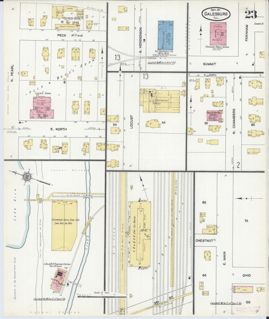 Sanborn Fire Insurance Map from Galesburg, Knox County, Illinois (1911), Sheet #0023 - Historic Sanborn Fire Insurance Map Print, vintage old map wall art, antique decor, genealogy gift, Illinois Illinois map