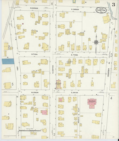 Sanborn Fire Insurance Map from Canton, Bradford County, Pennsylvania (1911), Sheet #0003 - Historic Sanborn Fire Insurance Map Print, vintage old map wall art, antique decor, genealogy gift, Pennsylvania Pennsylvania map