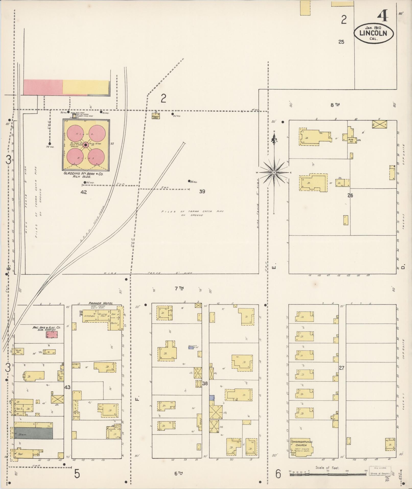 Sanborn Fire Insurance Map from Lincoln, Placer County, California (1910), Sheet #0004 - Historic Sanborn Fire Insurance Map Print, vintage old map wall art, antique decor, genealogy gift, California California map
