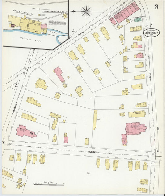 Sanborn Fire Insurance Map from Greenwich, Washington County, New York (1907), Sheet #0003 - Historic Sanborn Fire Insurance Map Print, vintage old map wall art, antique decor, genealogy gift, New York New York map