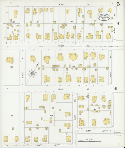 Sanborn Fire Insurance Map from Corsicana, Navarro County, Texas (1905), Sheet #0005 - Complete Map Set gallery image, historic Sanborn map, vintage wall art, Texas Texas