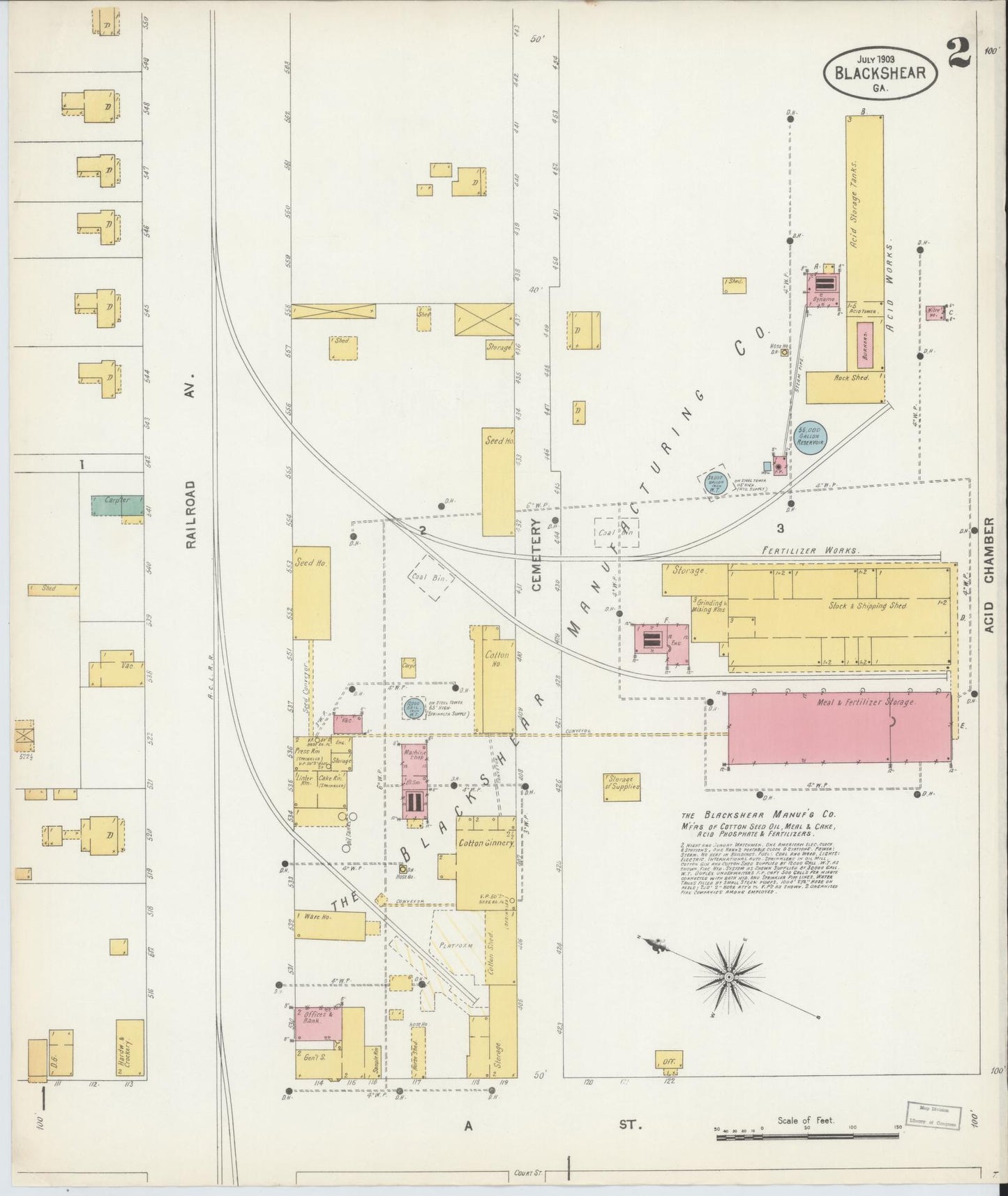 Sanborn Fire Insurance Map from Blackshear, Pierce County, Georgia (1903), Sheet #0002 - Complete Map Set gallery image, historic Sanborn map, vintage wall art, Georgia Georgia