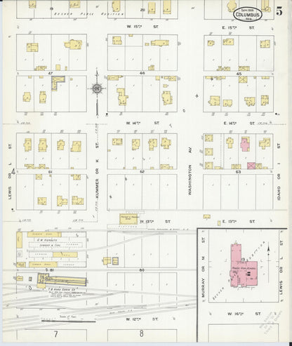 Sanborn Fire Insurance Map from Columbus, Platte County, Nebraska (1909), Sheet #0005 - Complete Map Set gallery image, historic Sanborn map, vintage wall art, Nebraska Nebraska