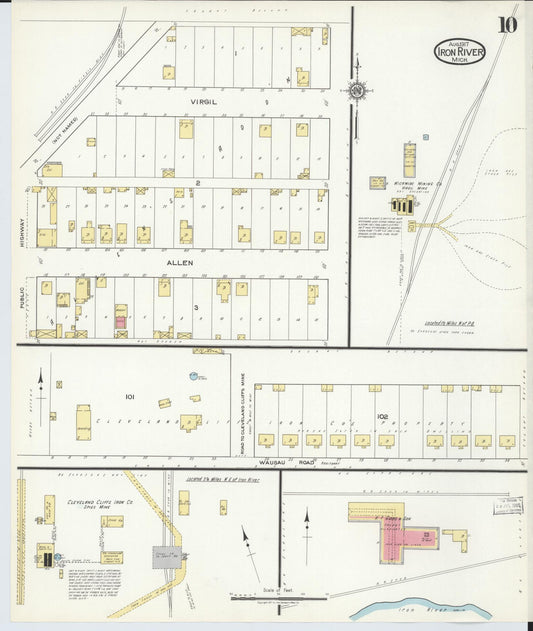 Sanborn Fire Insurance Map from Iron River, Iron County, Michigan (1917), Sheet #0010 - Historic Sanborn Fire Insurance Map Print, vintage old map wall art, antique decor, genealogy gift, Michigan Michigan map