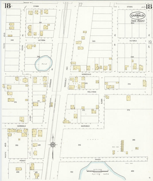Sanborn Fire Insurance Map from Garibaldi, Tillamook County, Oregon (1929), Sheet #0018 - Historic Sanborn Fire Insurance Map Print, vintage old map wall art, antique decor, genealogy gift, Oregon Oregon map