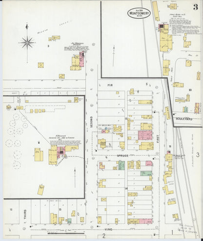 Sanborn Fire Insurance Map from Montgomery, Le Sueur  County, Minnesota (1899), Sheet #0003 - Historic Sanborn Fire Insurance Map Print, vintage old map wall art, antique decor, genealogy gift, Minnesota Minnesota map