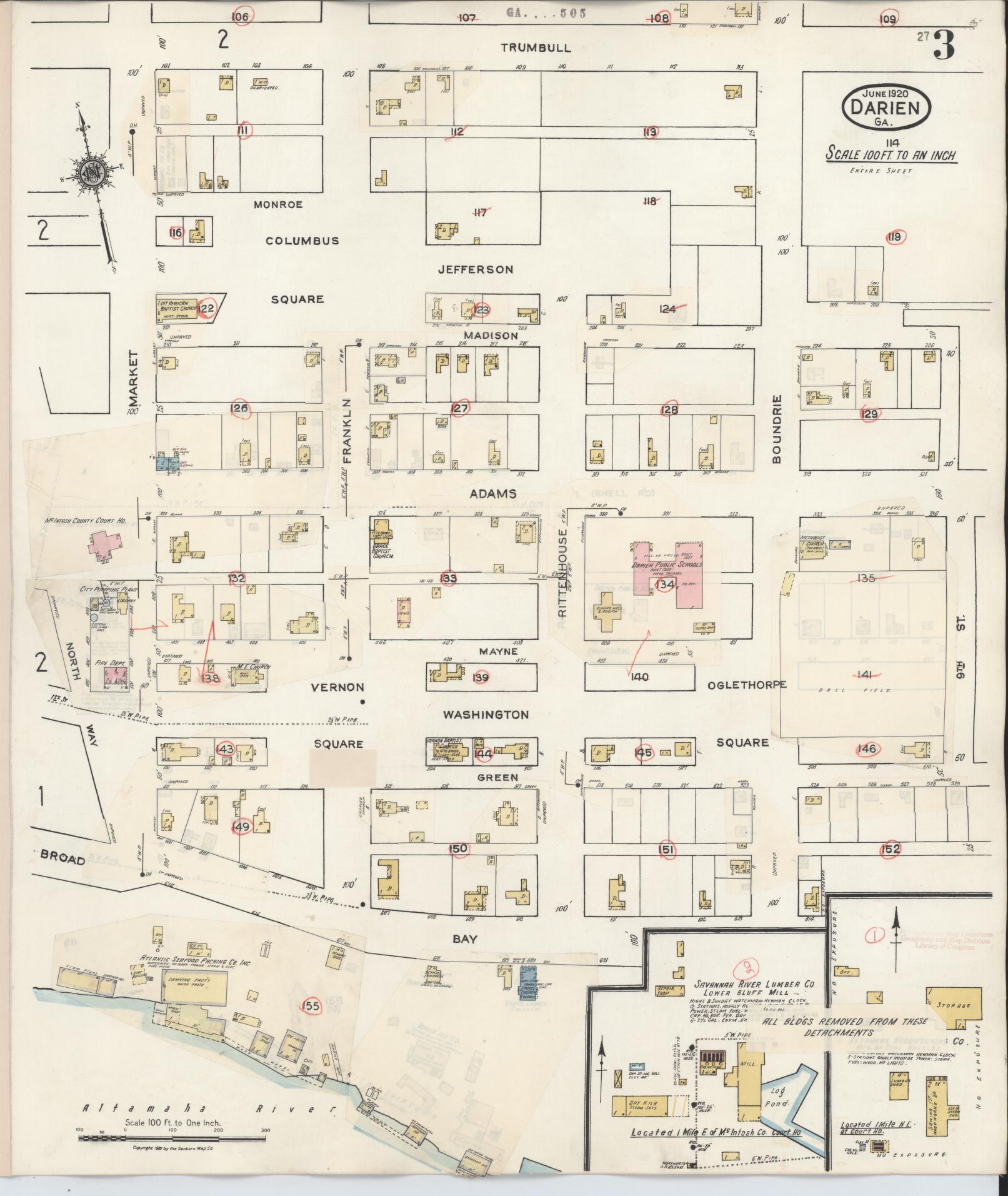 Sanborn Fire Insurance Map from Darien, McIntosh County, Georgia (1940), Sheet #0003 - Historic Sanborn Fire Insurance Map Print, vintage old map wall art, antique decor, genealogy gift, Georgia Georgia map