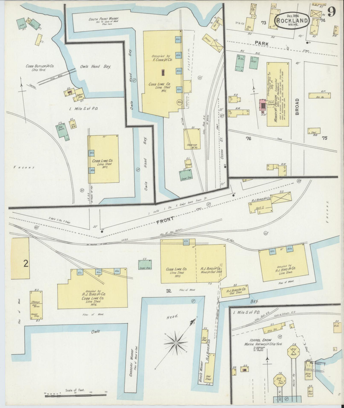 Sanborn Fire Insurance Map from Rockland, Knox County, Maine (1896), Sheet #0009 - Complete Map Set gallery image, historic Sanborn map, vintage wall art, Maine Maine