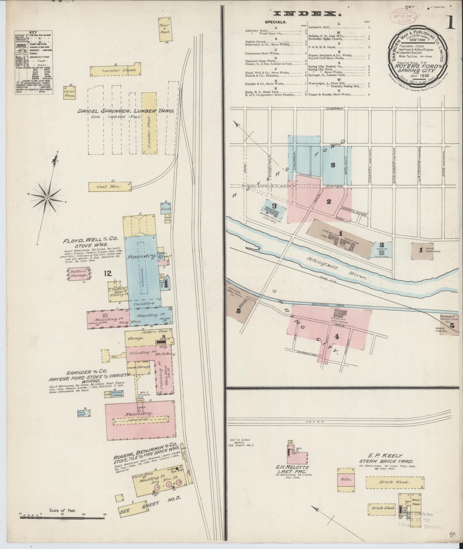 Sanborn Fire Insurance Map from Royersford, Montgomery County, Pennsylvania (1888), Sheet #0001 - Complete Map Set gallery image, historic Sanborn map, vintage wall art, Pennsylvania Pennsylvania