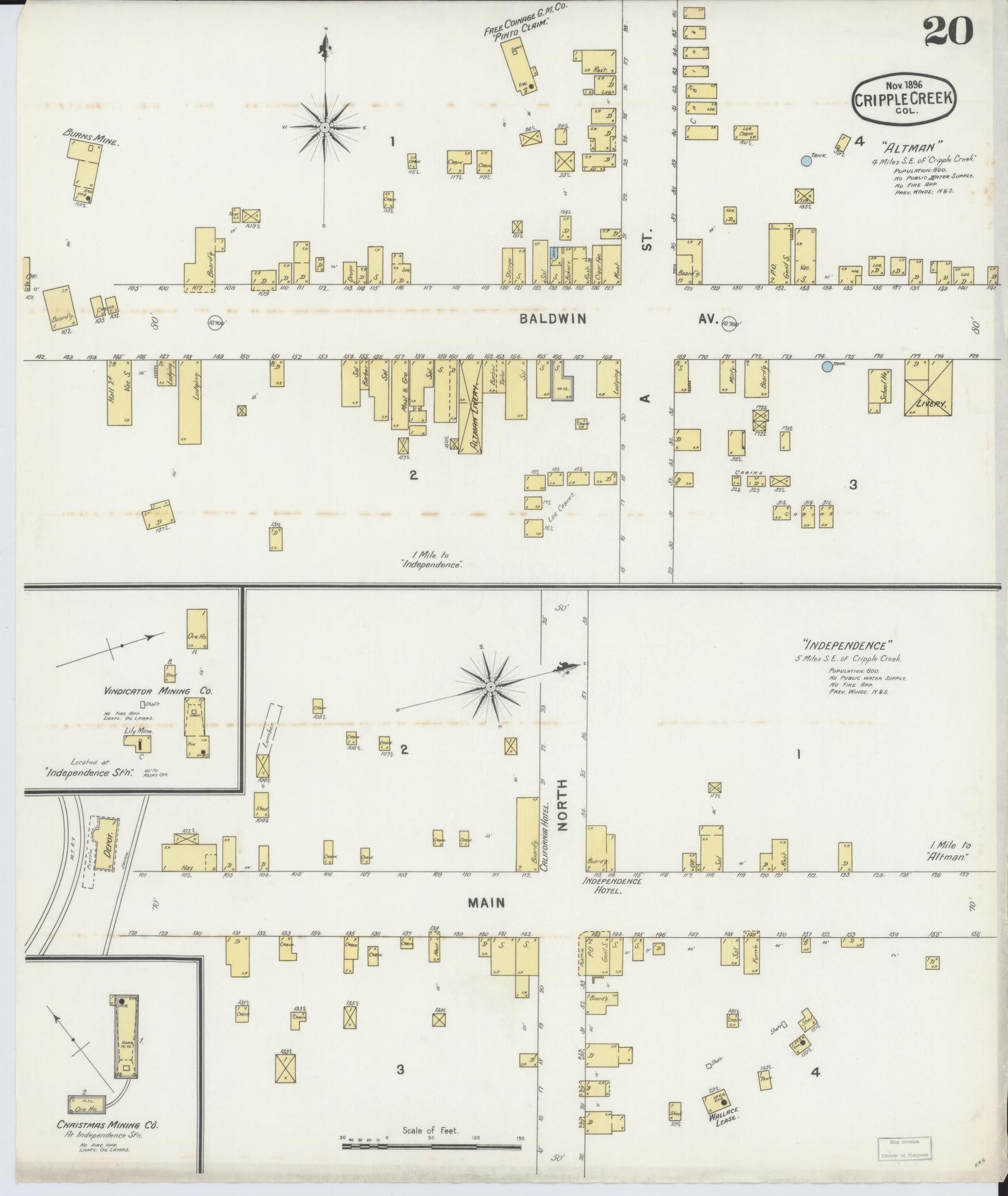 Sanborn Fire Insurance Map from Cripple Creek, Teller County, Colorado (1896), Sheet #0020 - Complete Map Set gallery image, historic Sanborn map, vintage wall art, Colorado Colorado