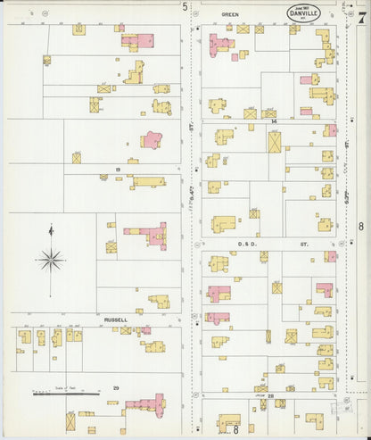 Sanborn Fire Insurance Map from Danville, Boyle County, Kentucky (1901), Sheet #0007 - Complete Map Set gallery image, historic Sanborn map, vintage wall art, Kentucky Kentucky