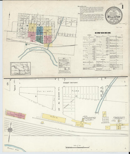 Sanborn Fire Insurance Map from Williston, Williams County, North Dakota (1913), Sheet #0001 - Complete Map Set gallery image, historic Sanborn map, vintage wall art, North Dakota North Dakota