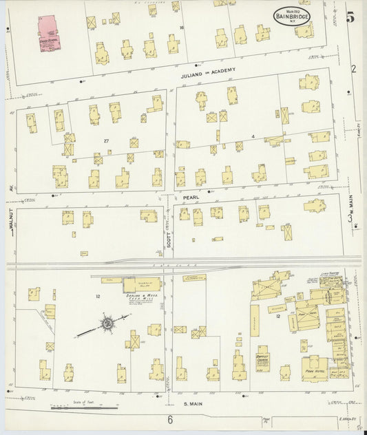 Sanborn Fire Insurance Map from Bainbridge, Chenango County, New York (1912), Sheet #0005 - Historic Sanborn Fire Insurance Map Print, vintage old map wall art, antique decor, genealogy gift, New York New York map