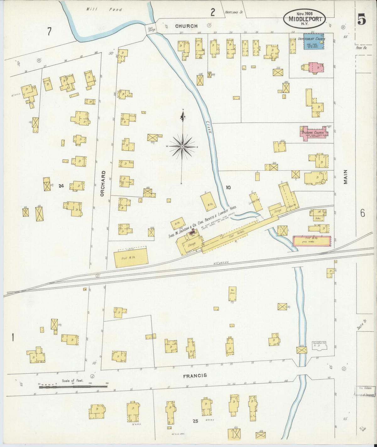 Sanborn Fire Insurance Map from Middleport, Niagara County, New York (1905), Sheet #0005 - Complete Map Set gallery image, historic Sanborn map, vintage wall art, New York New York