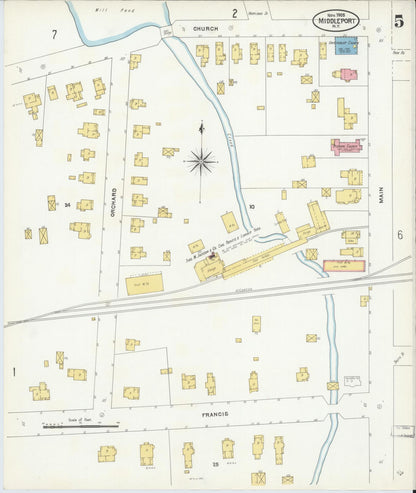 Sanborn Fire Insurance Map from Middleport, Niagara County, New York (1905), Sheet #0005 - Complete Map Set gallery image, historic Sanborn map, vintage wall art, New York New York