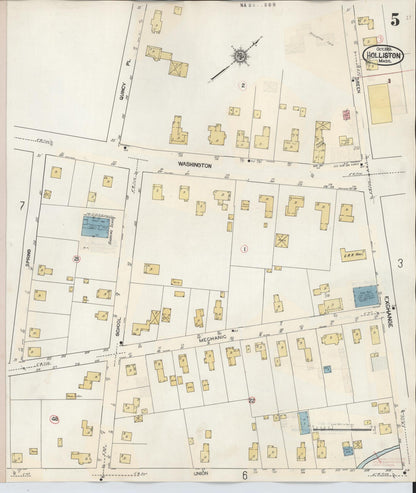 Sanborn Fire Insurance Map from Holliston, Middlesex County, Massachusetts (1942), Sheet #0005 - Historic Sanborn Fire Insurance Map Print, vintage old map wall art, antique decor, genealogy gift, Massachusetts Massachusetts map