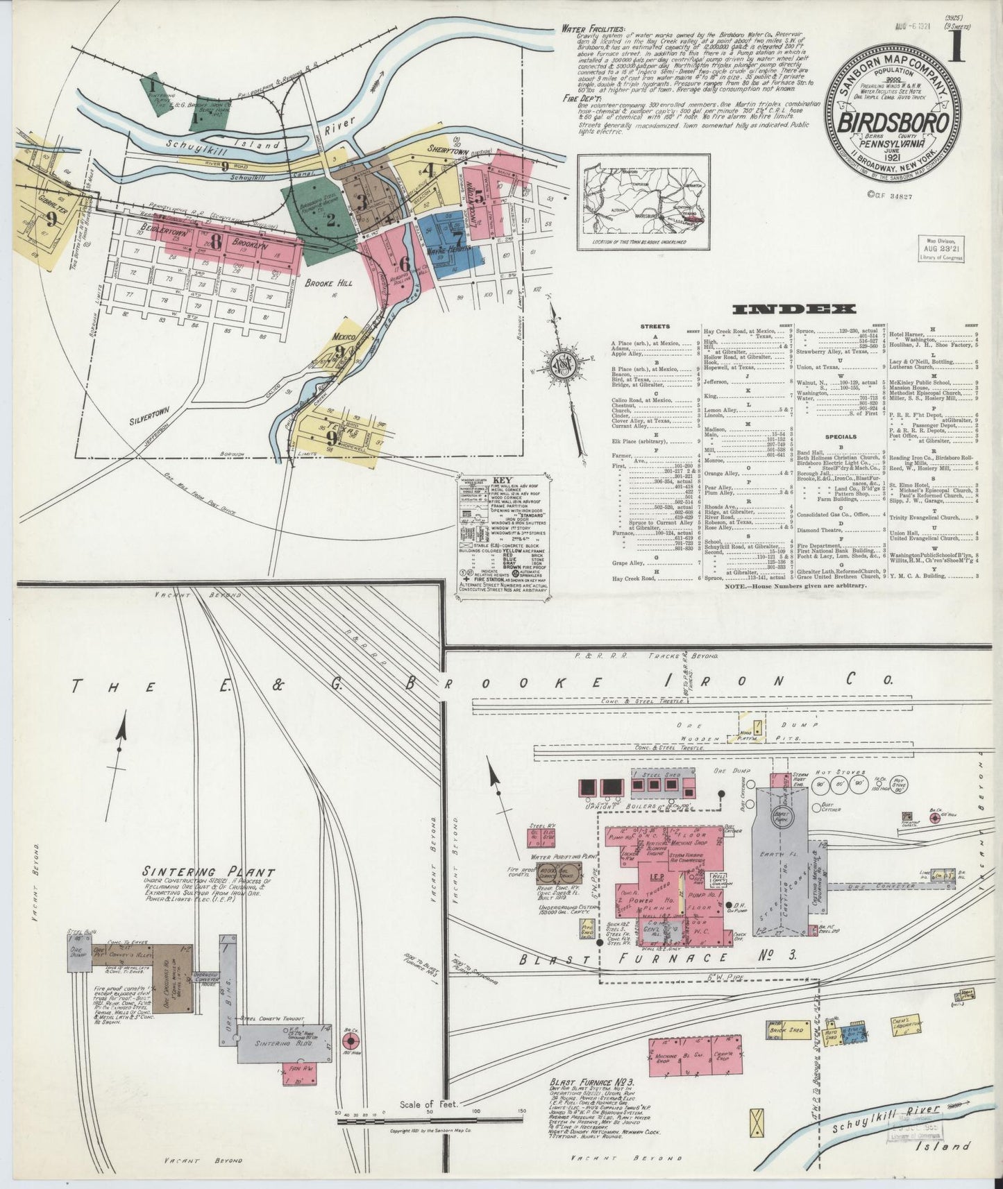 Sanborn Fire Insurance Map from Birdsboro, Berks County, Pennsylvania. (1921) – Historic Sanborn Fire Insurance Map Print