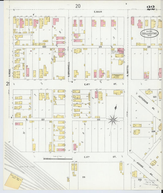 Sanborn Fire Insurance Map from Chillicothe, Ross County, Ohio (1900), Sheet #0022 - Historic Sanborn Fire Insurance Map Print, vintage old map wall art, antique decor, genealogy gift, Ohio Ohio map