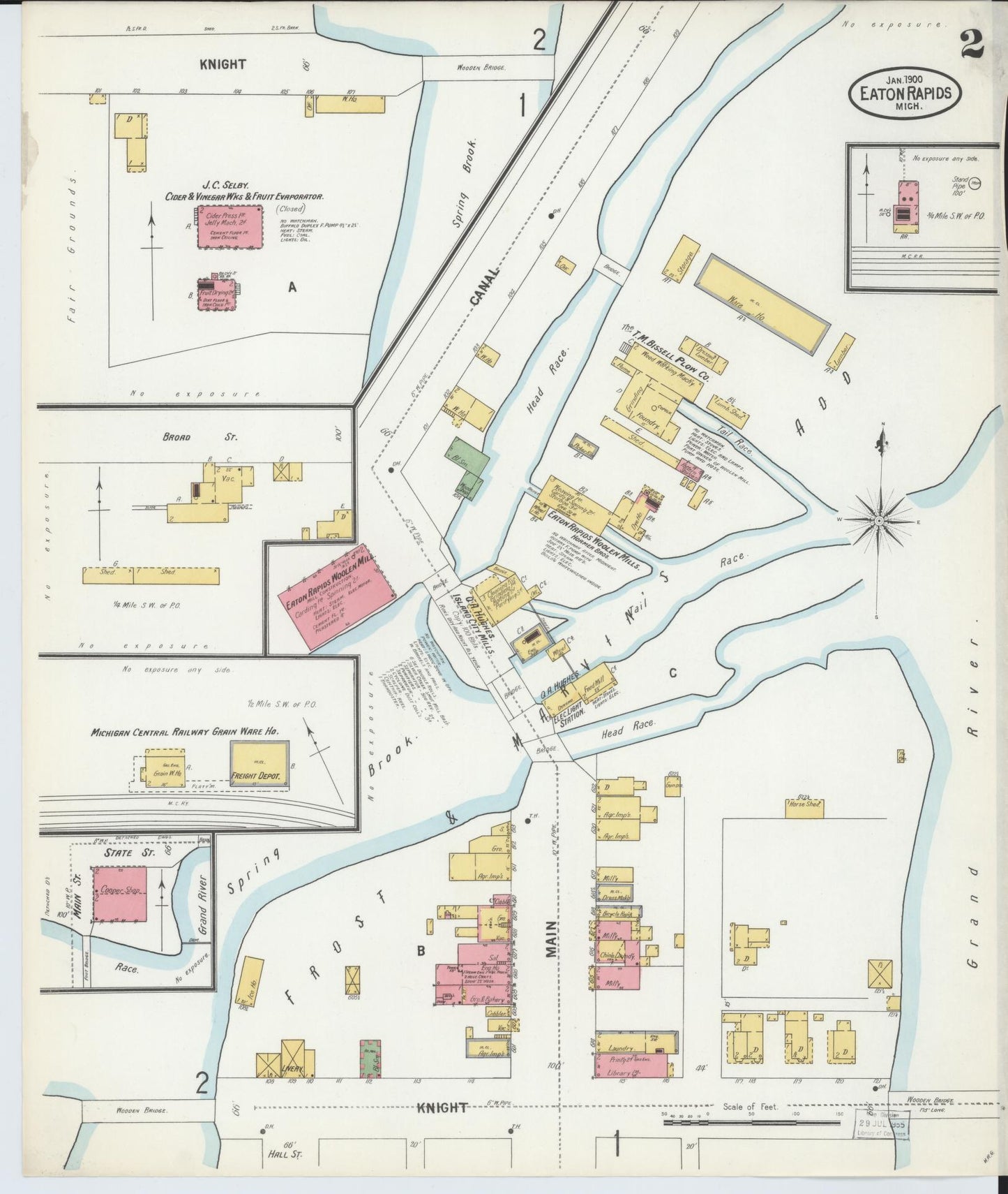 Sanborn Fire Insurance Map from Eaton Rapids, Eaton County, Michigan (1900), Sheet #0002 - Complete Map Set gallery image, historic Sanborn map, vintage wall art, Michigan Michigan