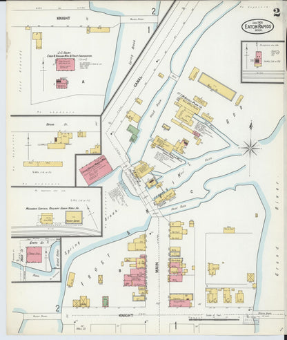 Sanborn Fire Insurance Map from Eaton Rapids, Eaton County, Michigan (1900), Sheet #0002 - Complete Map Set gallery image, historic Sanborn map, vintage wall art, Michigan Michigan