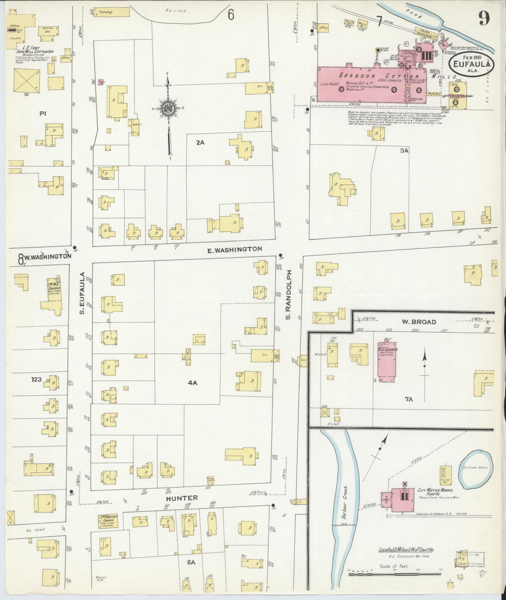 Sanborn Fire Insurance Map from Eufaula, Barbour County, Alabama (1910), Sheet #0009 - Complete Map Set gallery image, historic Sanborn map, vintage wall art, Alabama Alabama