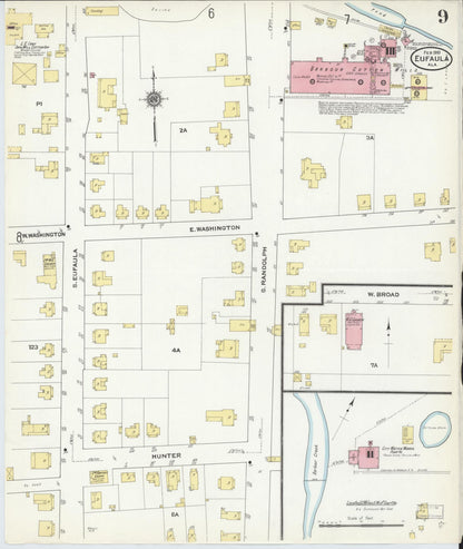 Sanborn Fire Insurance Map from Eufaula, Barbour County, Alabama (1910), Sheet #0009 - Complete Map Set gallery image, historic Sanborn map, vintage wall art, Alabama Alabama